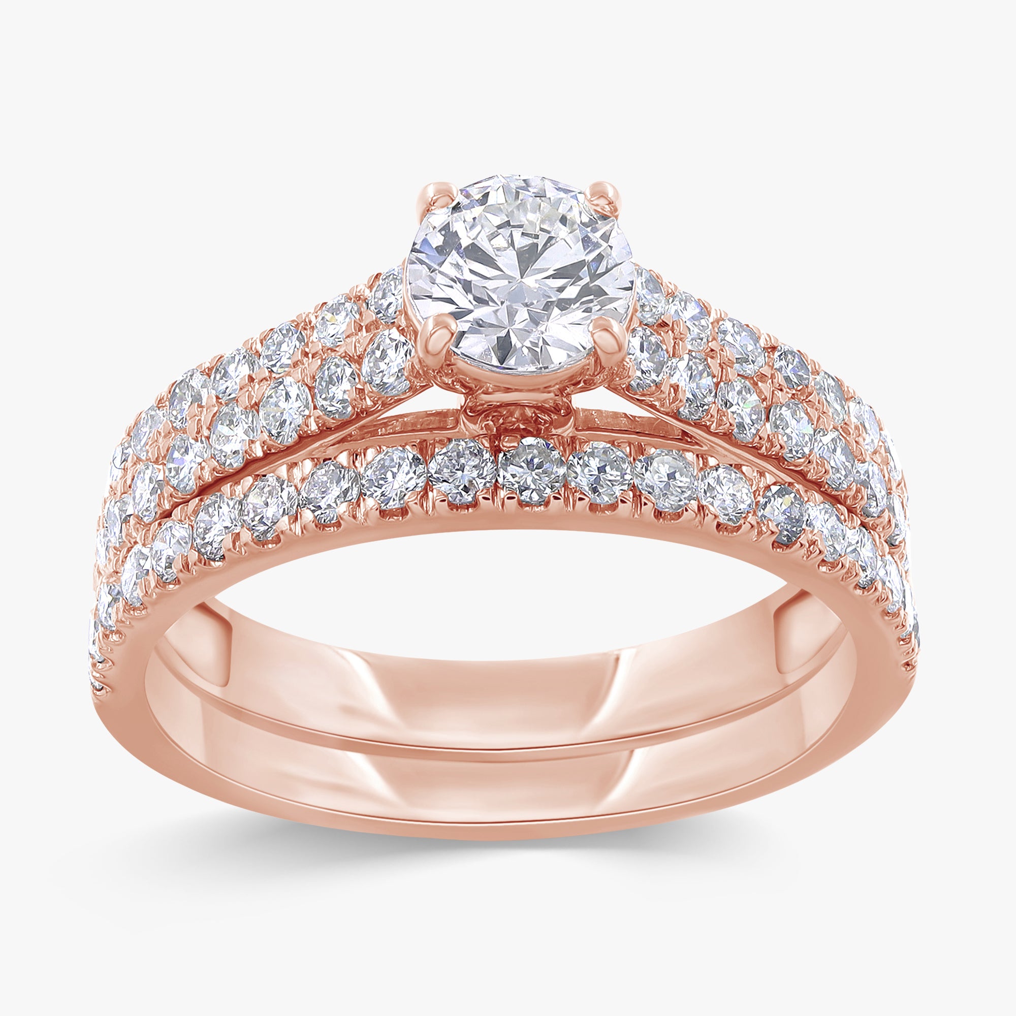 1.20 Carat Round Cut Lab Grown Diamond Bridal Set Engagement Ring