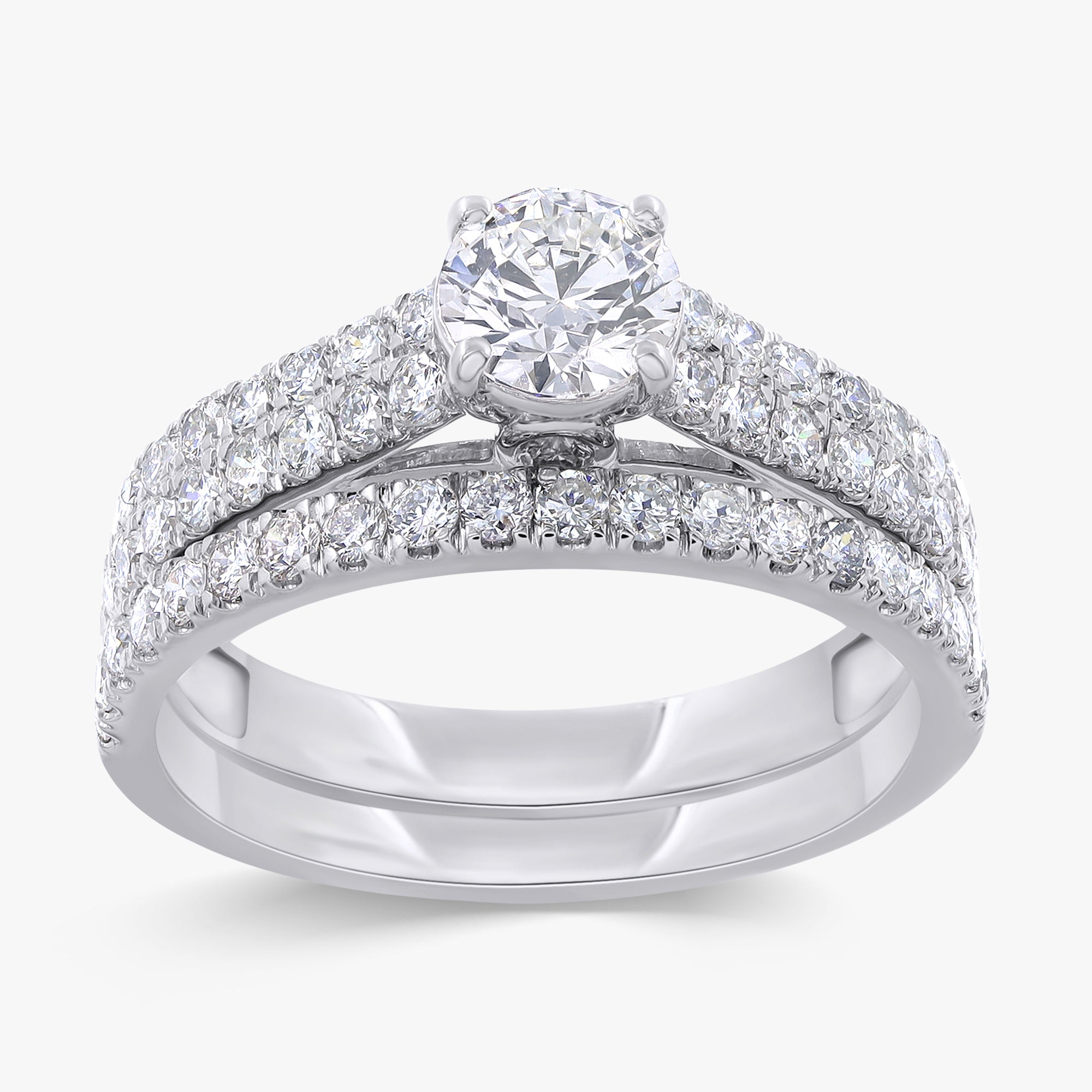 1.20 Carat Round Cut Lab Grown Diamond Bridal Set Engagement Ring