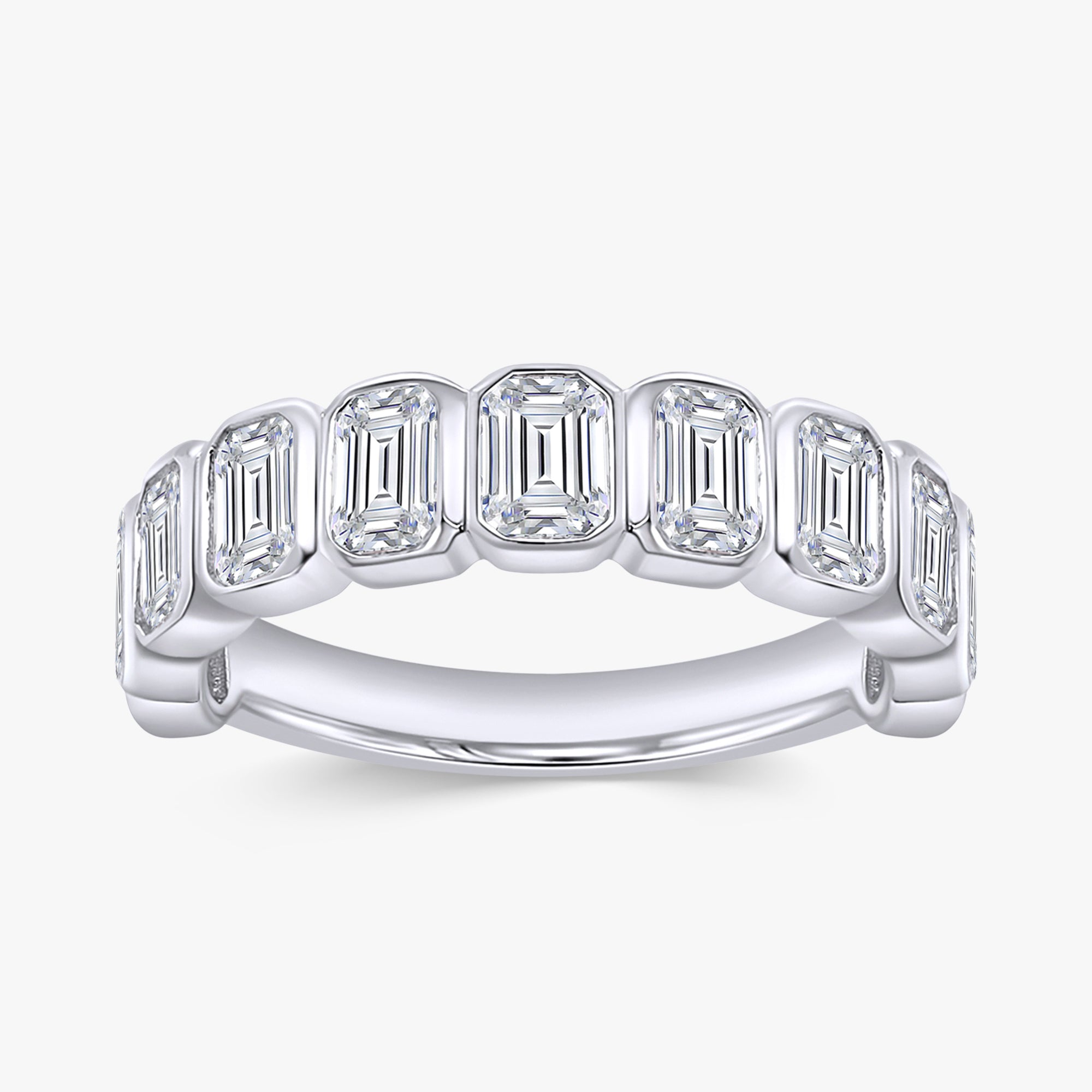 1.25 Carat Emerald Cut Lab Grown Diamond Half Eternity Ring