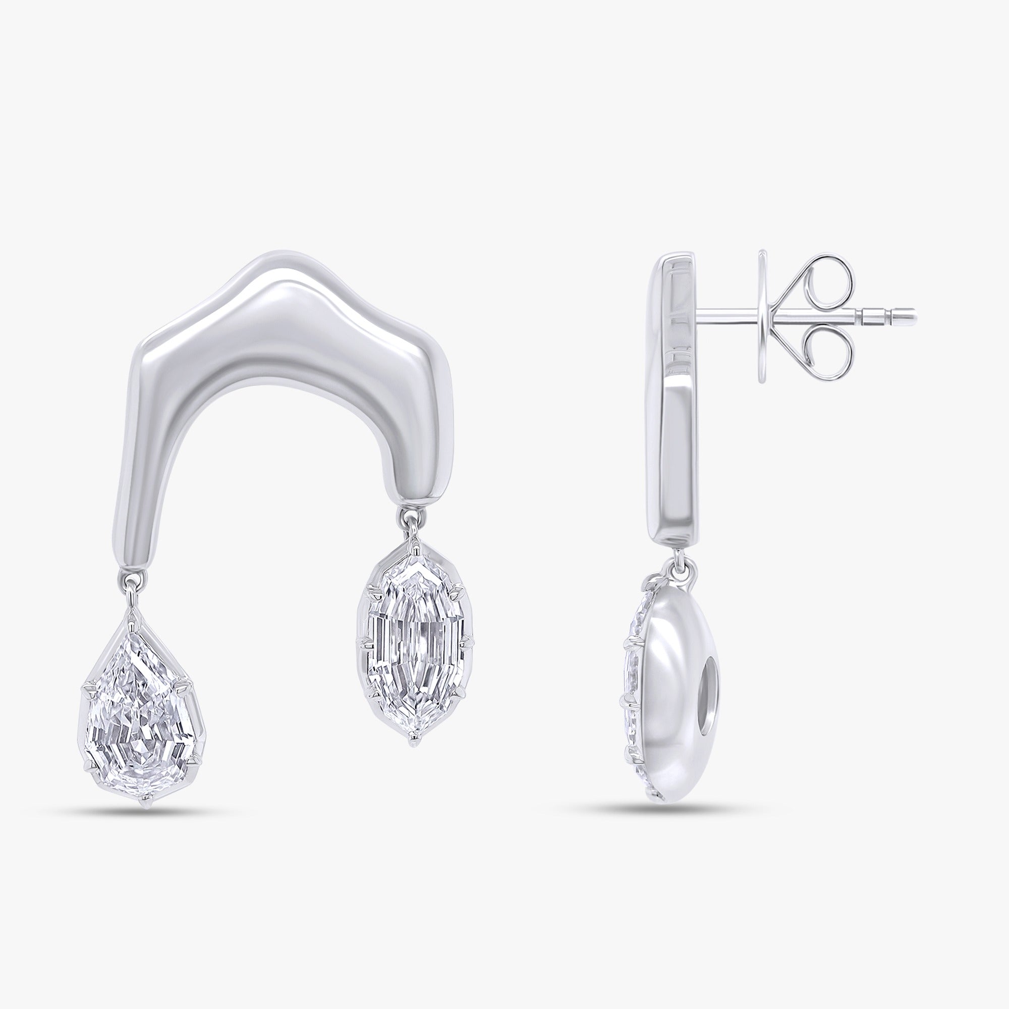 4.00 Carat Marquise and Pear Shape Lab Grown Diamond Drop Stud Earrings