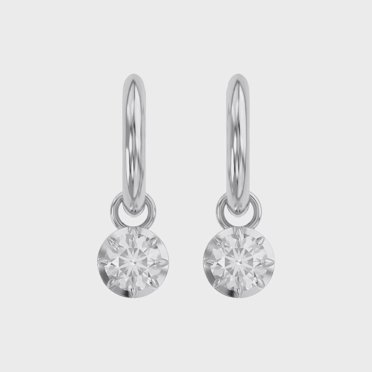 1.00 Carat Round Cut Lab Grown Diamond Drop Dangle Earrings