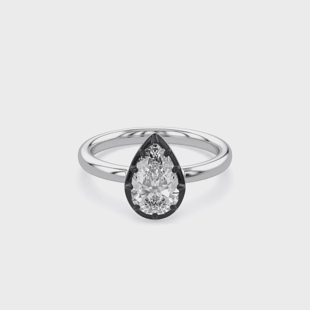 1.00 Carat Pear Shape Lab Grown Diamond Georgian Engagement Ring