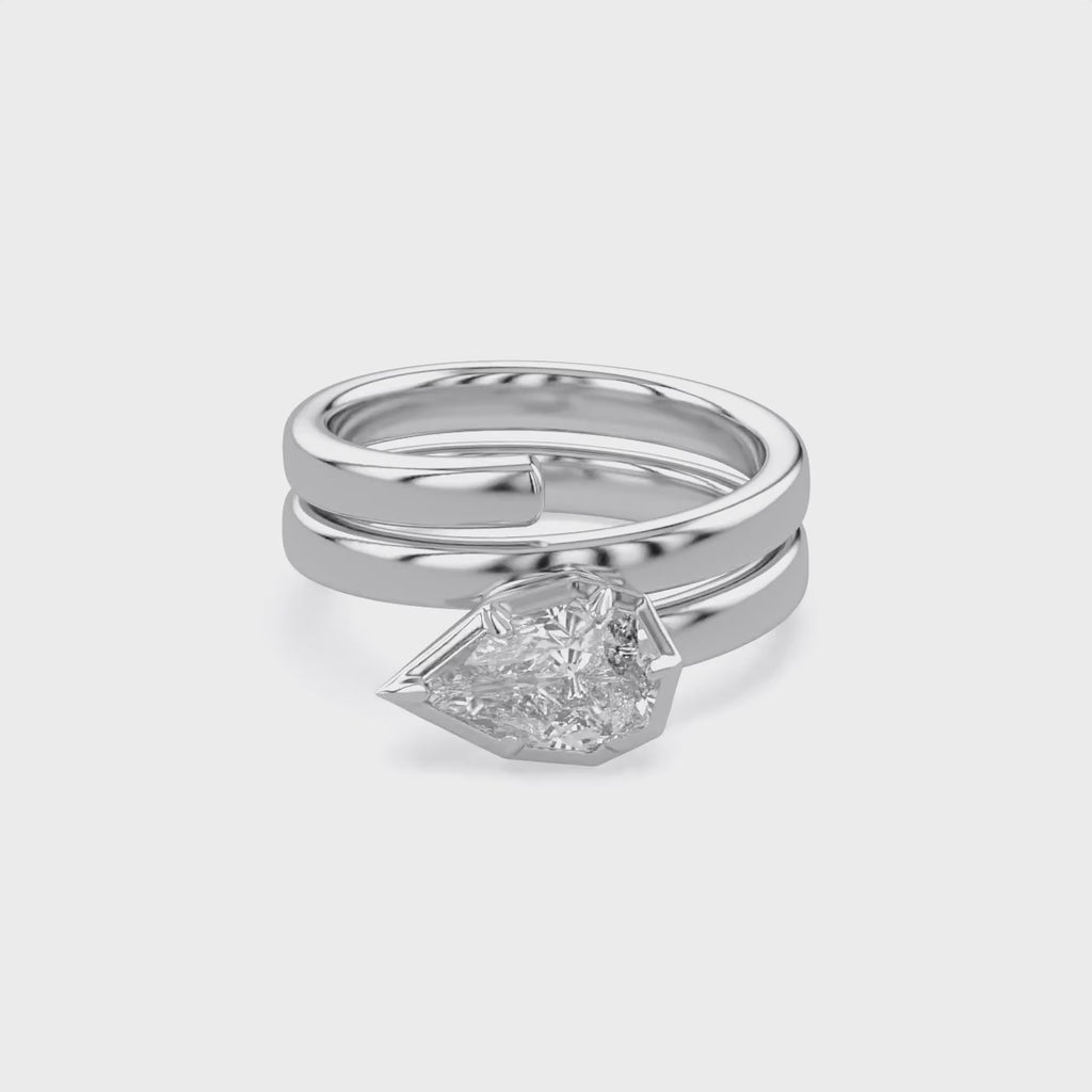 1.00 Carat Pear Shape Lab Grown Diamond Spiral Engagement Ring