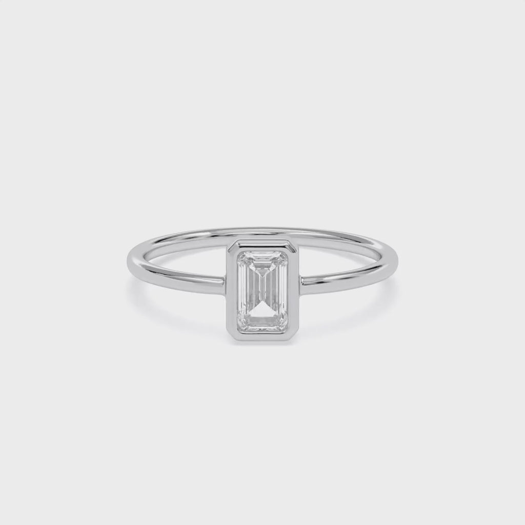 0.55 Carat Emerald Cut Lab Grown Diamond Solitaire Engagement Ring
