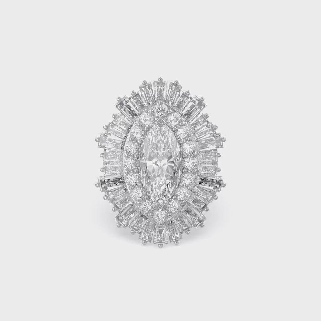 10.70 CTW Lab Grown Diamond Marquise Cut Cocktail Ring