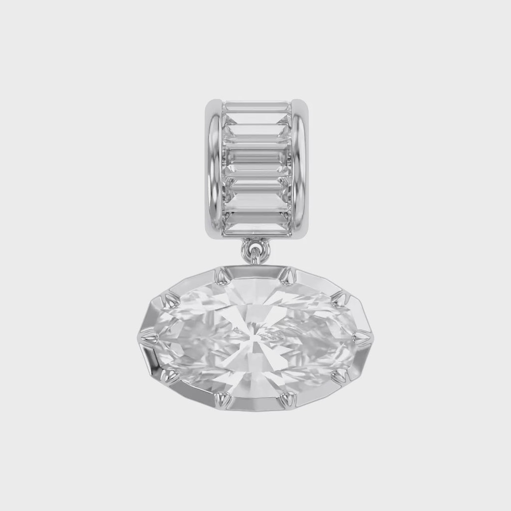 3.75 CTW Oval Cut Lab Grown Diamond Charm Pendant