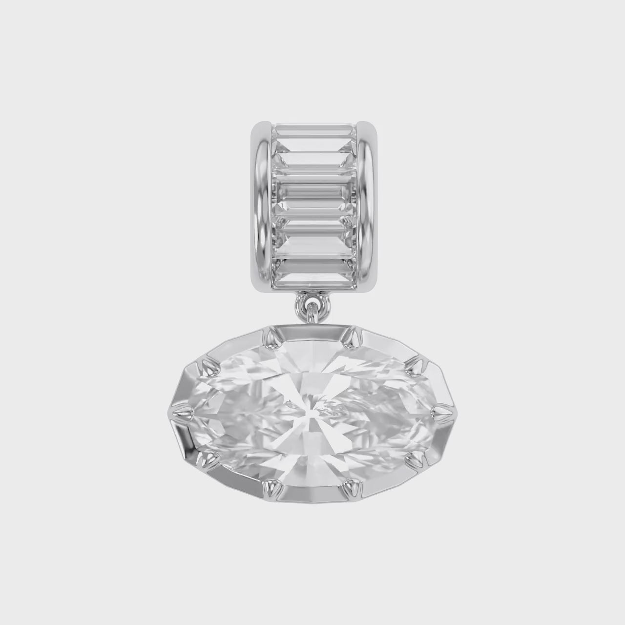 3.75 CTW Oval Cut Lab Grown Diamond Charm Pendant