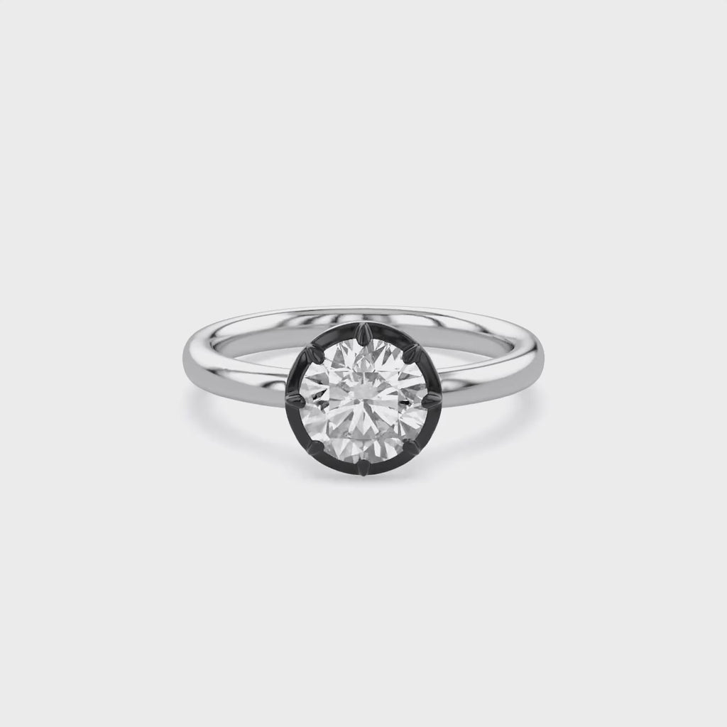 1.00 Carat Round Cut Lab Grown Diamond Georgian Pinky Ring