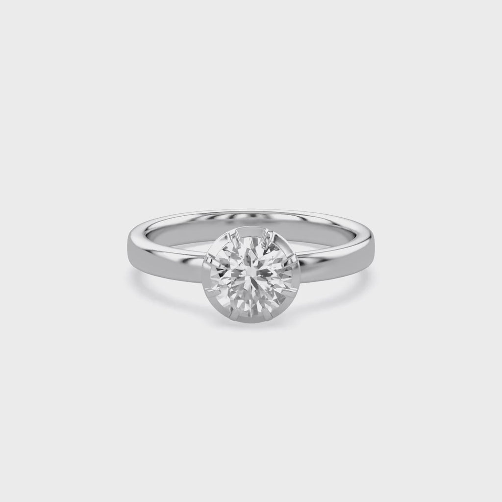 1.00 Carat Round Cut Lab Grown Diamond Solitaire Engagement Ring