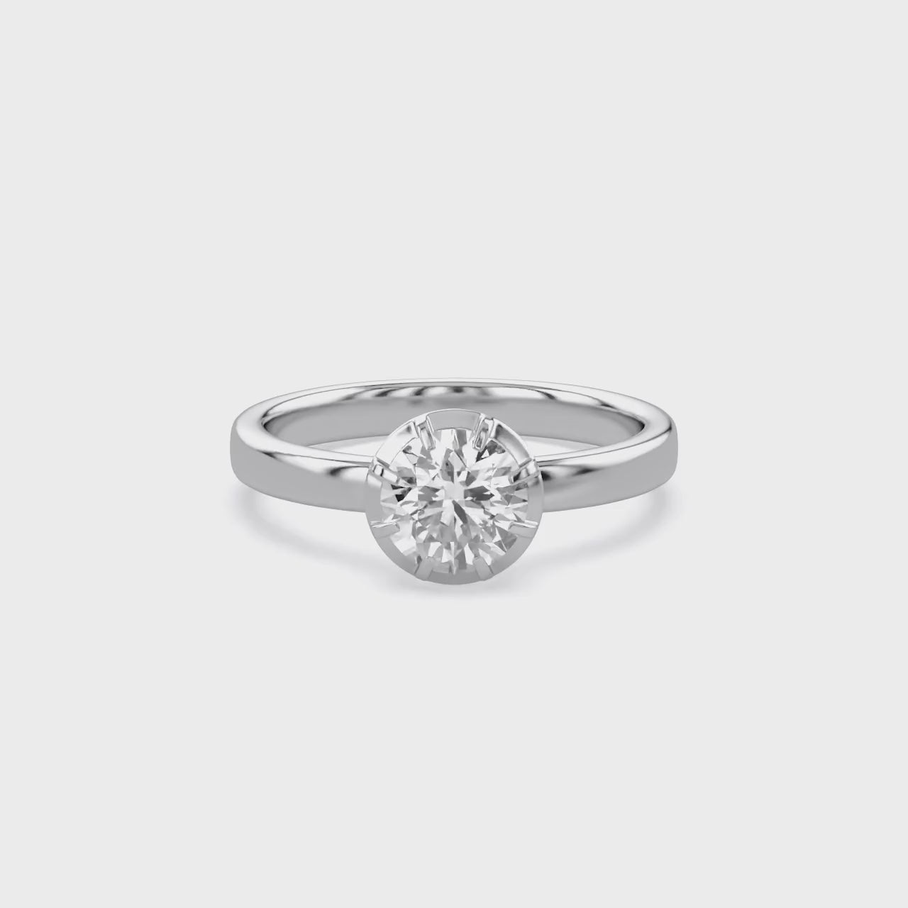 1.00 Carat Round Cut Lab Grown Diamond Solitaire Engagement Ring