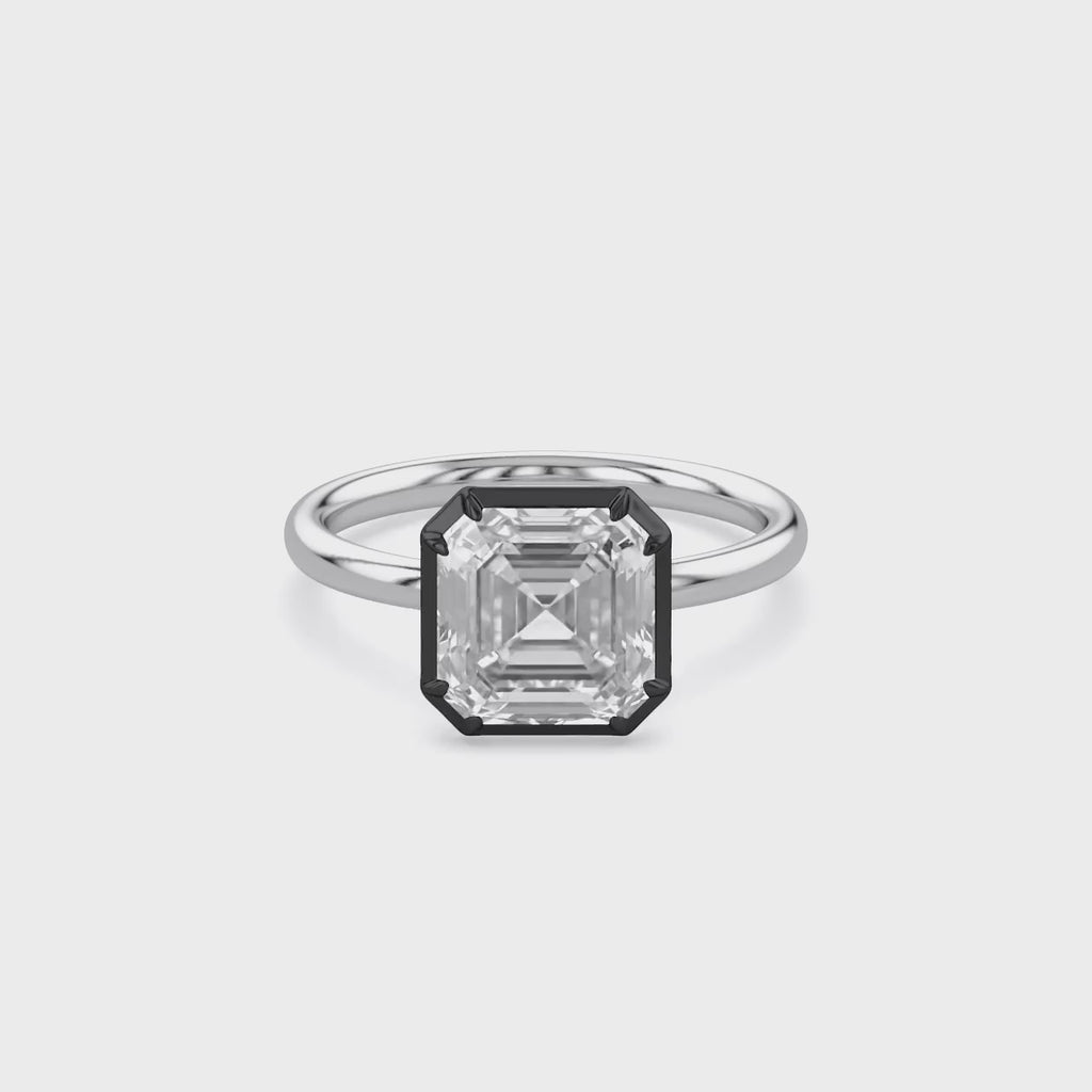 4.10 Carat Asscher Cut Lab Grown Diamond Solitaire Engagement Ring