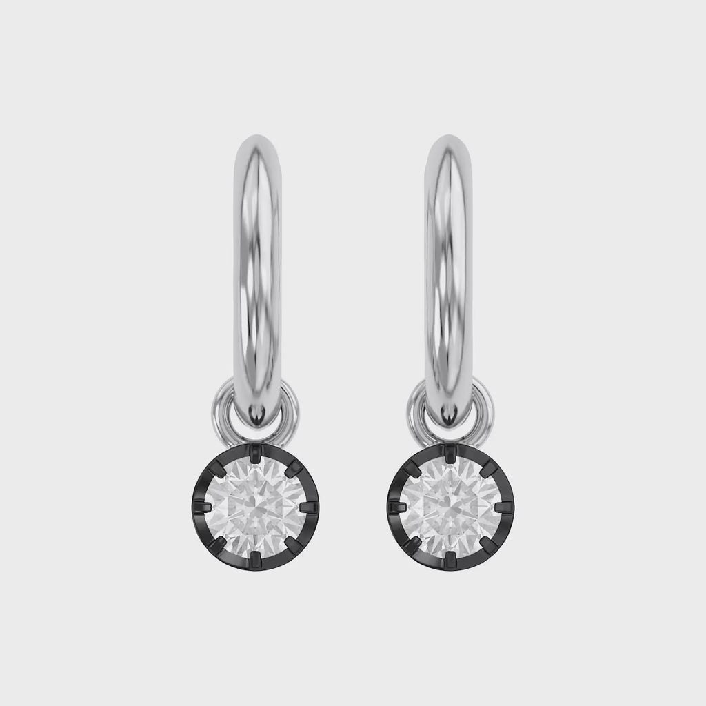 0.75 Carat Round Cut Lab Grown Diamond Drop Solitaire Earrings