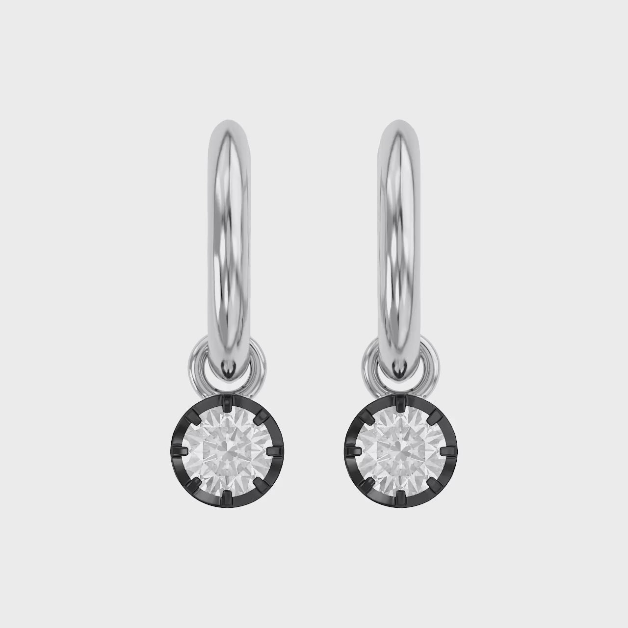0.75 Carat Round Cut Lab Grown Diamond Drop Solitaire Earrings