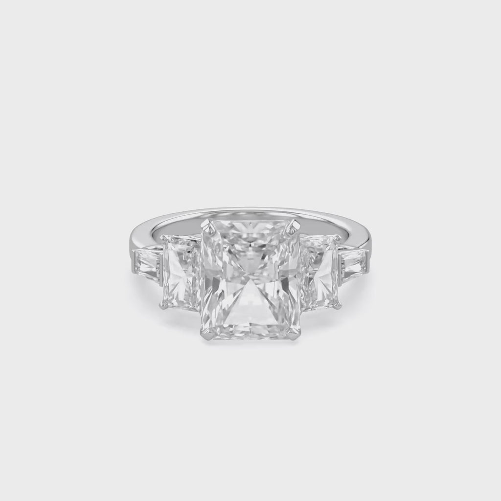 6.60 Carat  Esmarie Five Stone Radiant Cut Lab Grown Diamond Engagement Ring