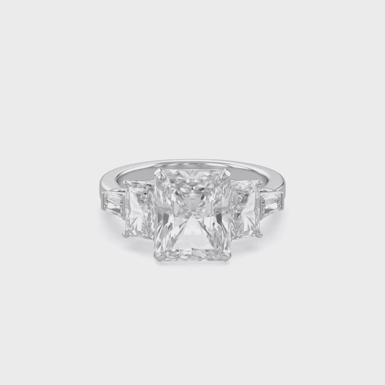6.60 Carat  Esmarie Five Stone Radiant Cut Lab Grown Diamond Engagement Ring