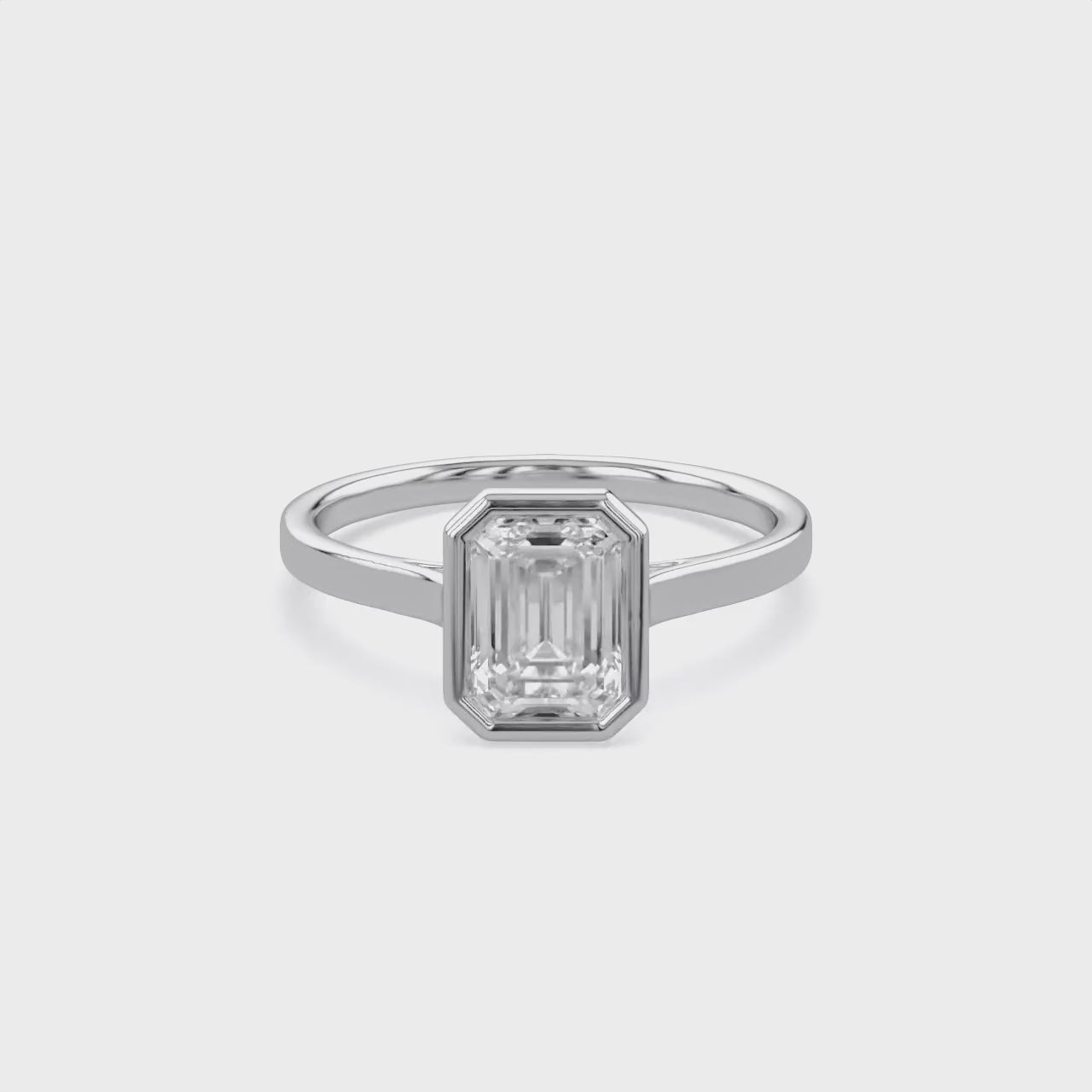 1.30 Carat Max Emerald Cut Bezel Set Lab Grown Diamond Engagement Ring