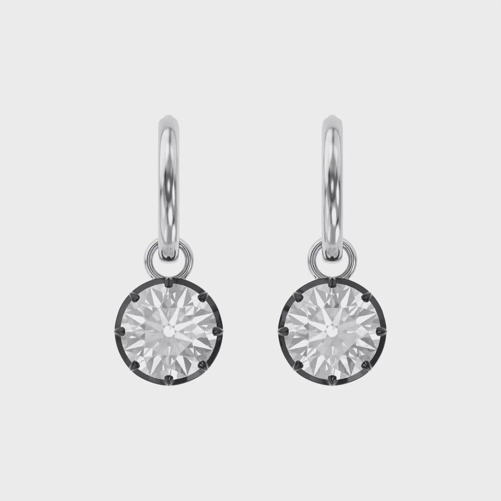 4.65 Carat Round Cut Lab Grown Diamond Drop Solitaire Earrings