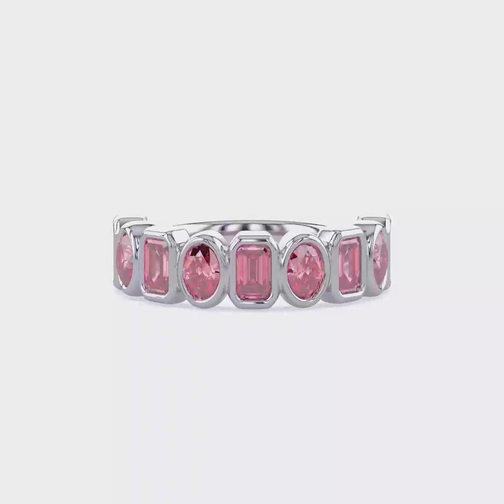 Oval and Round Cut 1.80 Carat Lab Grown Diamond Half Eternity Ring