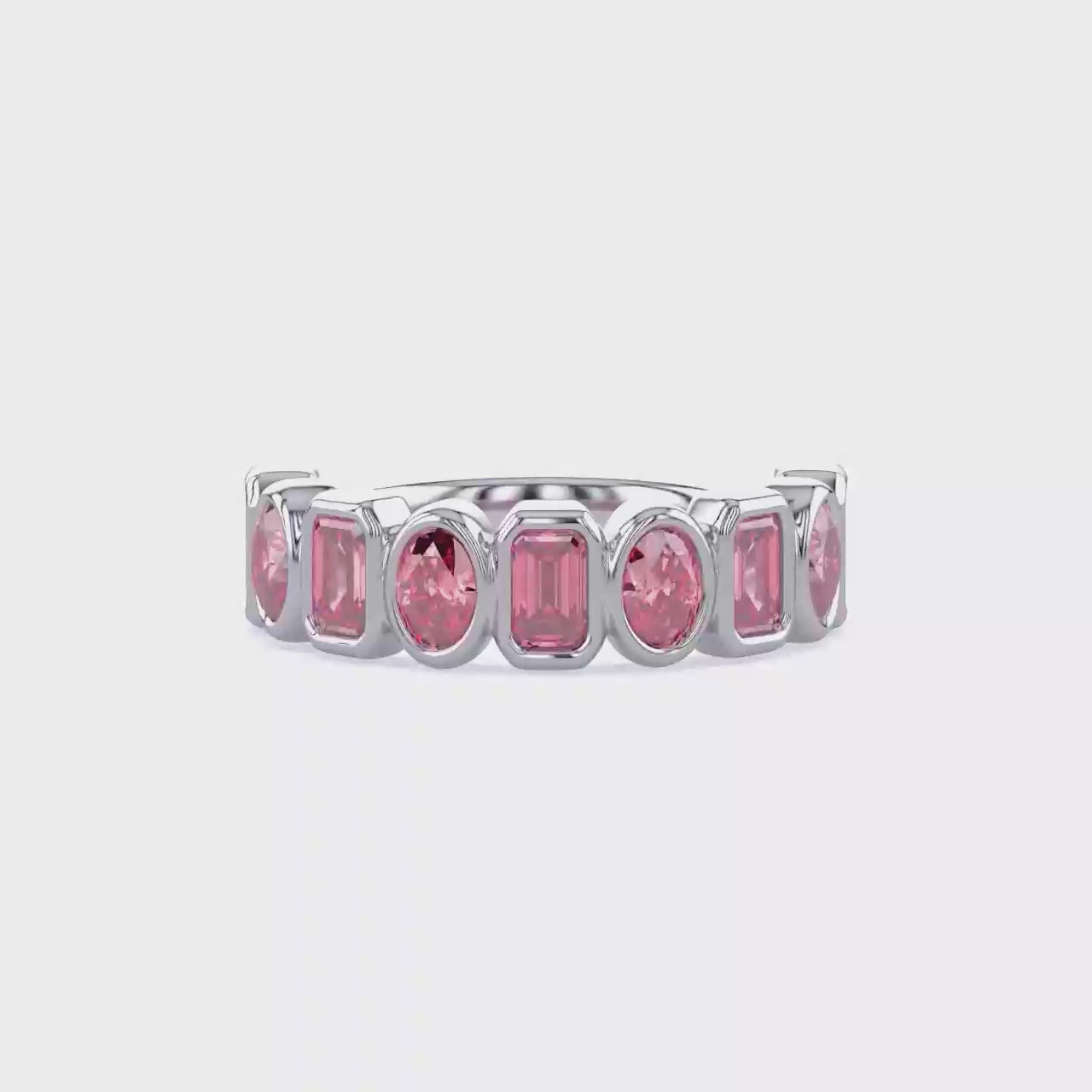 Oval and Round Cut 1.80 Carat Lab Grown Diamond Half Eternity Ring