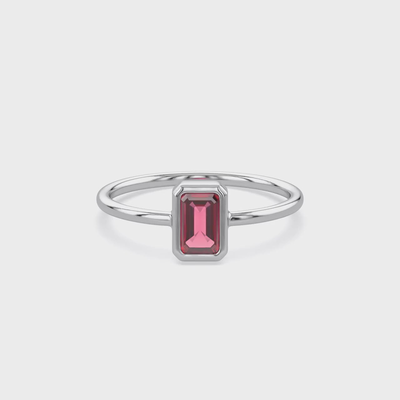 0.55 Carat Emerald Cut Lab Grown Gemstone Ruby Solitaire Engagement Ring