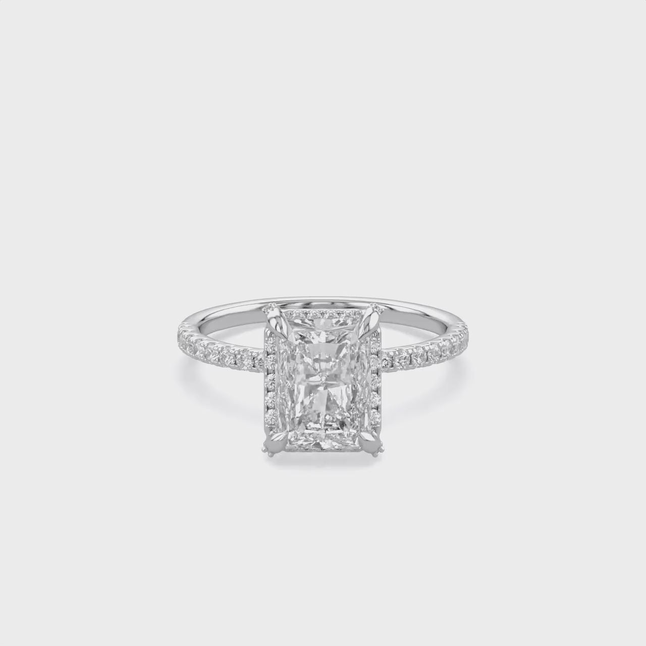 3.40 Carat Radiant Cut Solitaire Lab Grown Diamond Engagement Ring