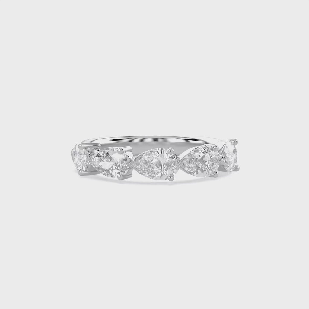 1.00 Carat Pear Shape Lab Grown Diamond 5-Stone Engagement Ring