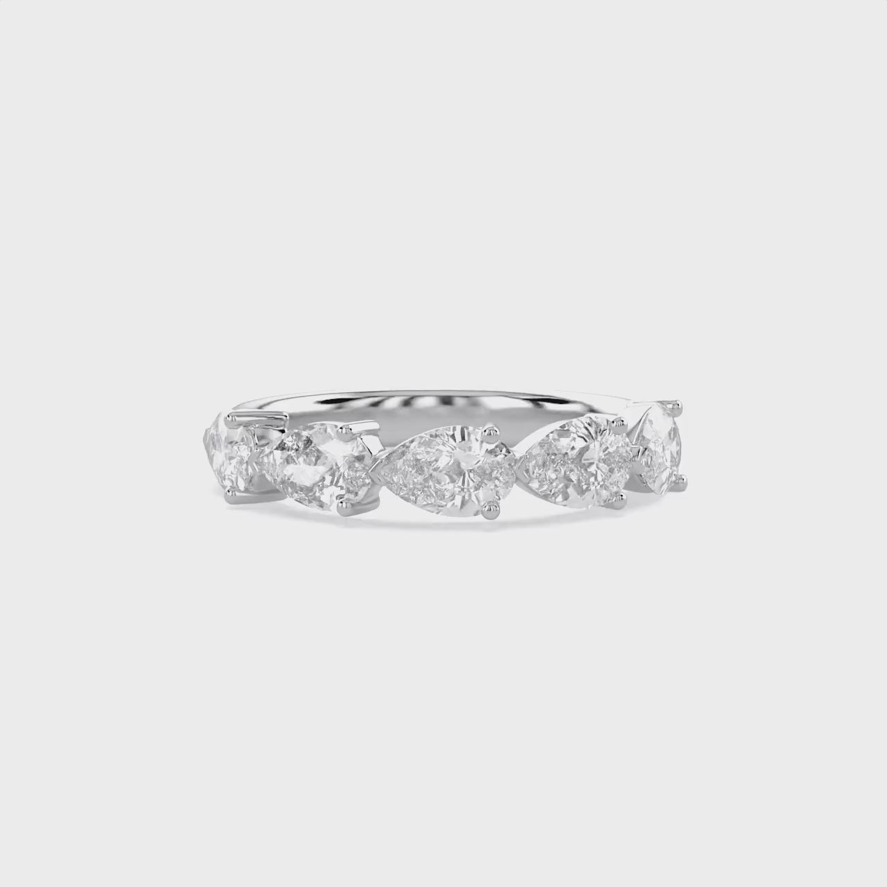 1.00 Carat Pear Shape Lab Grown Diamond 5-Stone Engagement Ring