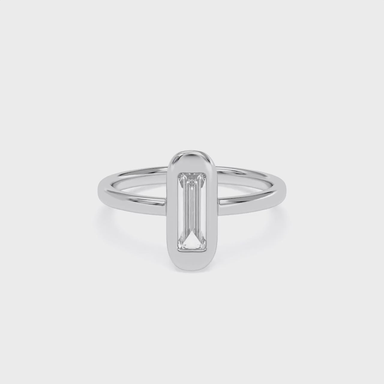Baguette Shape 0.65 Carat Lab Grown Diamond Solitaire Rings