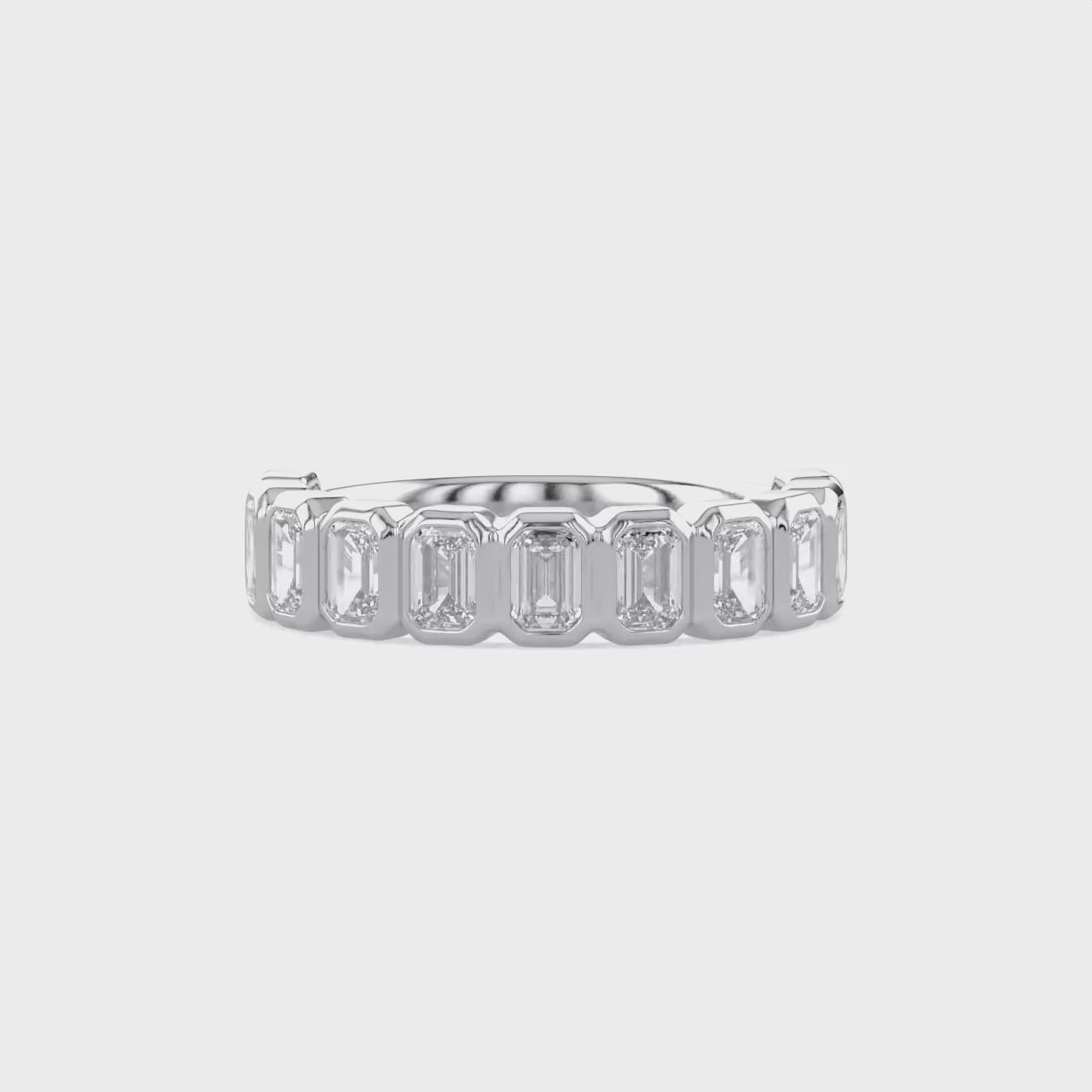 1.25 Carat Emerald Cut Lab Grown Diamond Half Eternity Ring