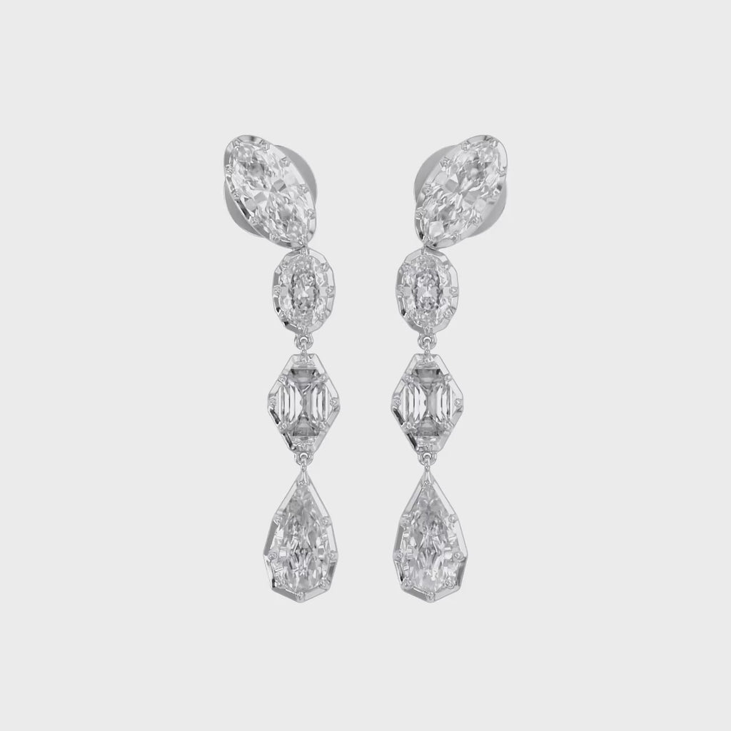7.00 ctw Radiant Symphony Multi-Shape Lab Grown Diamond Drop Earrings