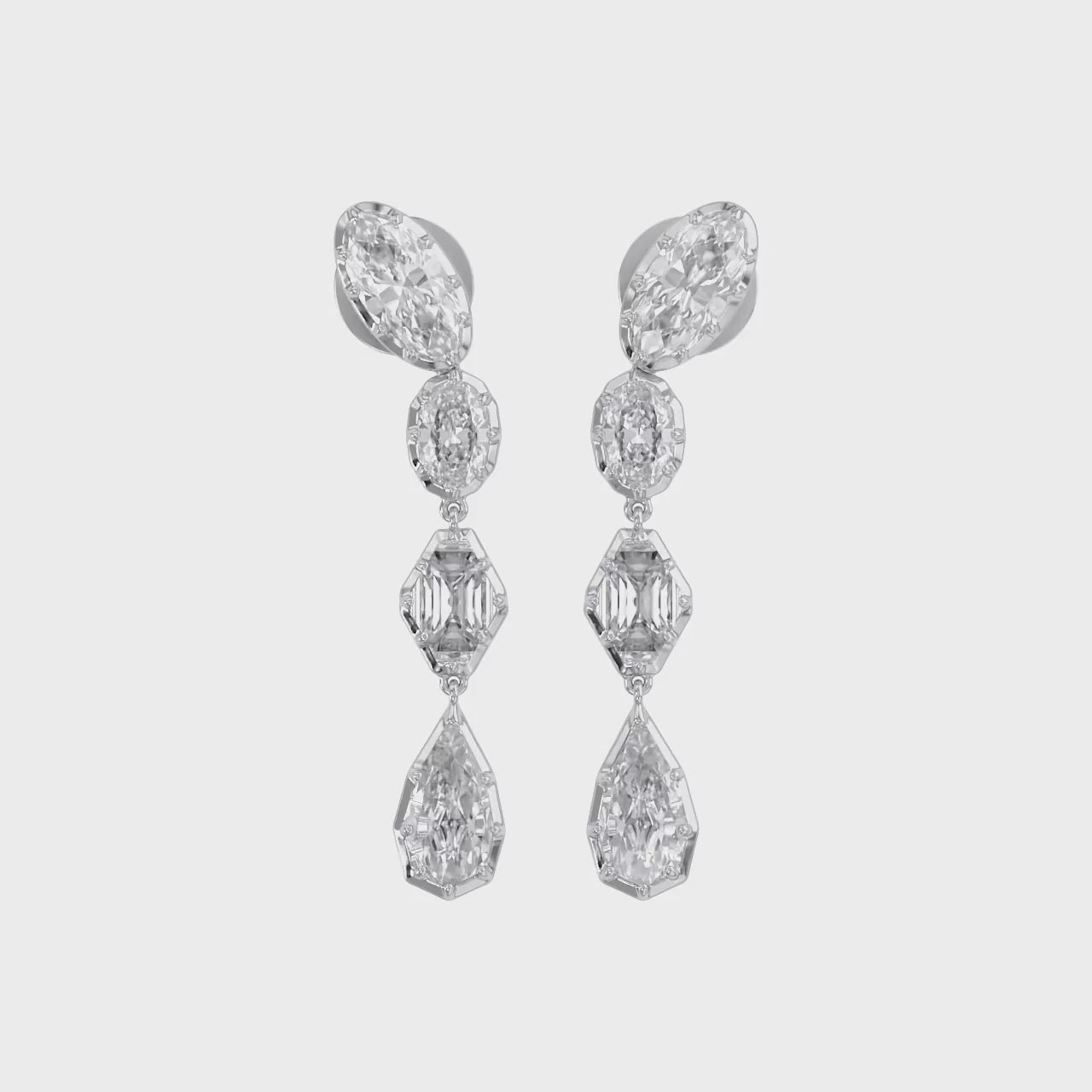 7.00 ctw Radiant Symphony Multi-Shape Lab Grown Diamond Drop Earrings