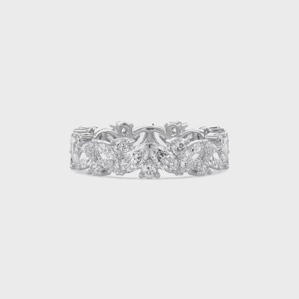 2.50 Carat Marquise and Round Cut Lab Grown Diamond Full Eternity Ring