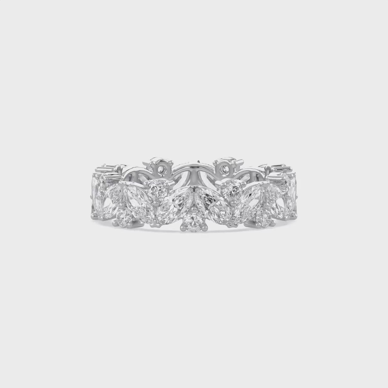 2.50 Carat Marquise and Round Cut Lab Grown Diamond Full Eternity Ring