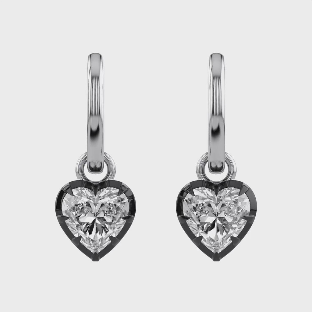 2.00 Carat Heart Shape Lab Grown Diamond Drop Hoop Earrings