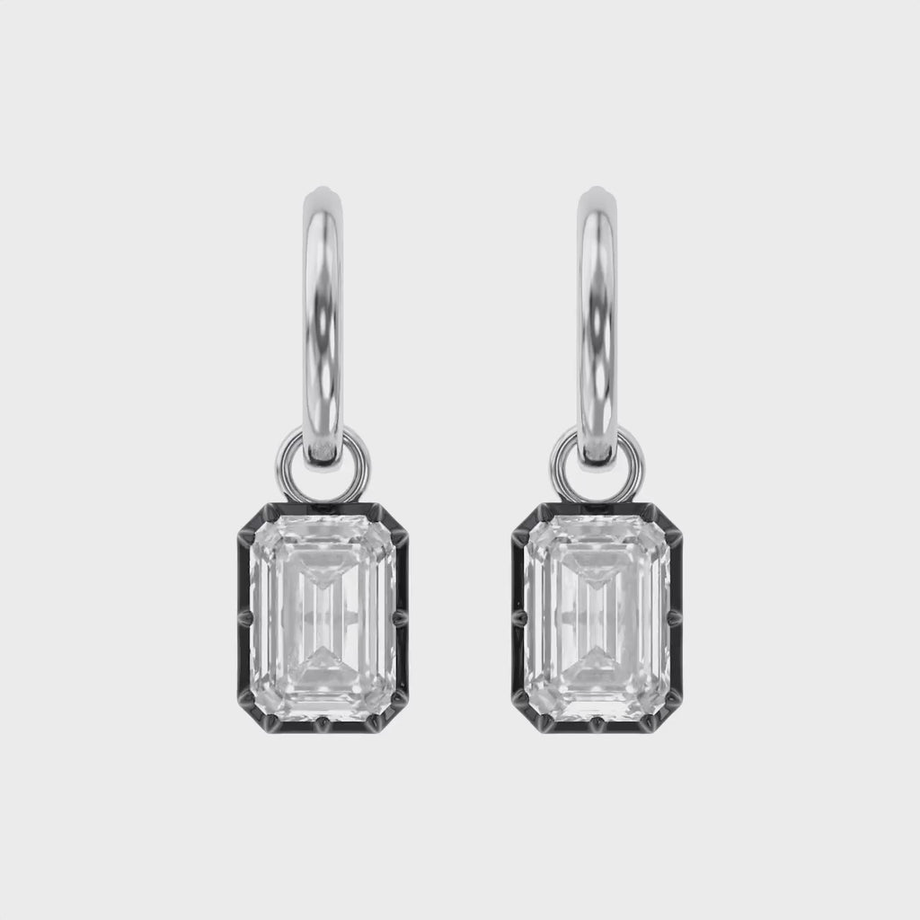 4.50 Carat Emerald Cut Lab Grown Diamond Drop Solitaire Earrings