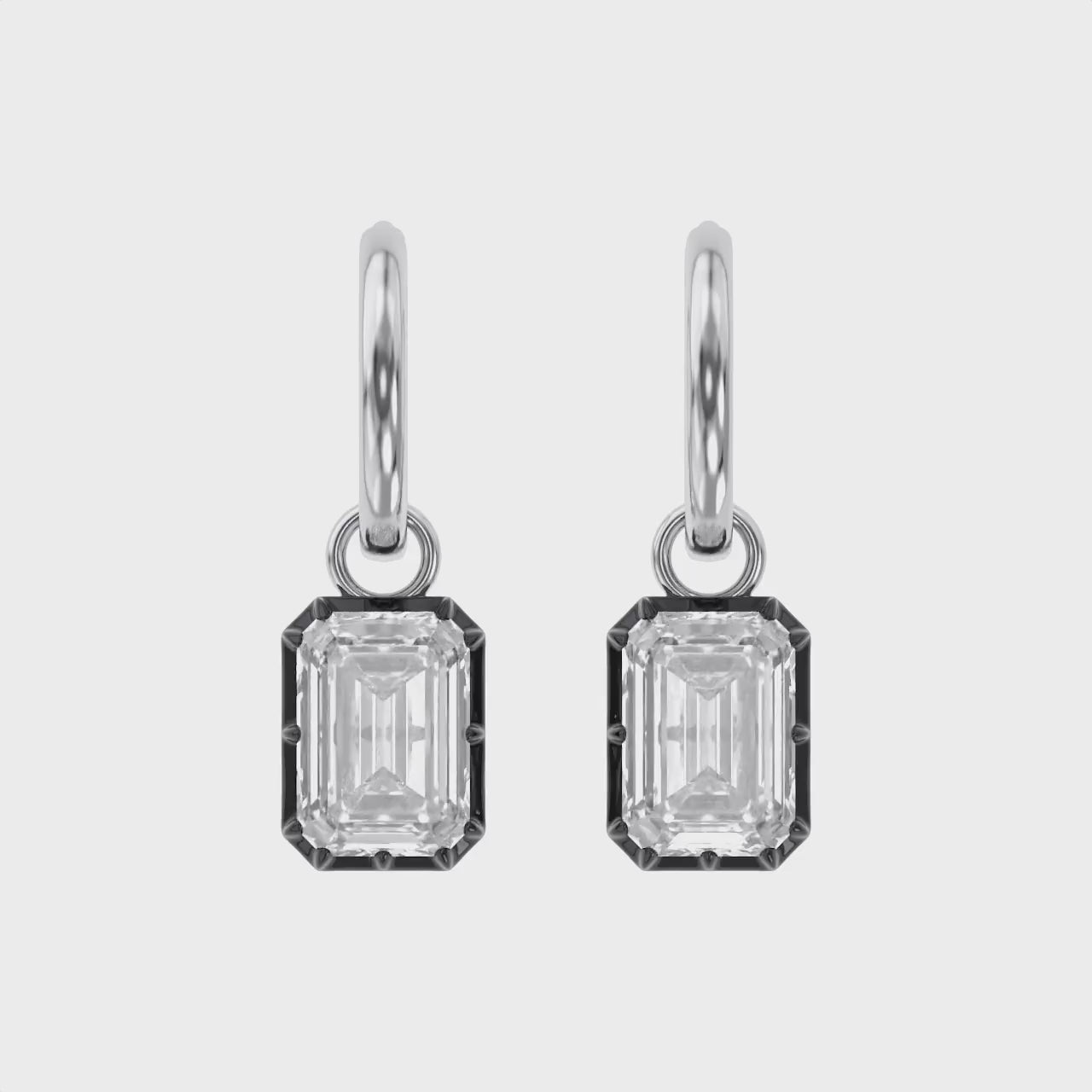 4.50 Carat Emerald Cut Lab Grown Diamond Drop Solitaire Earrings