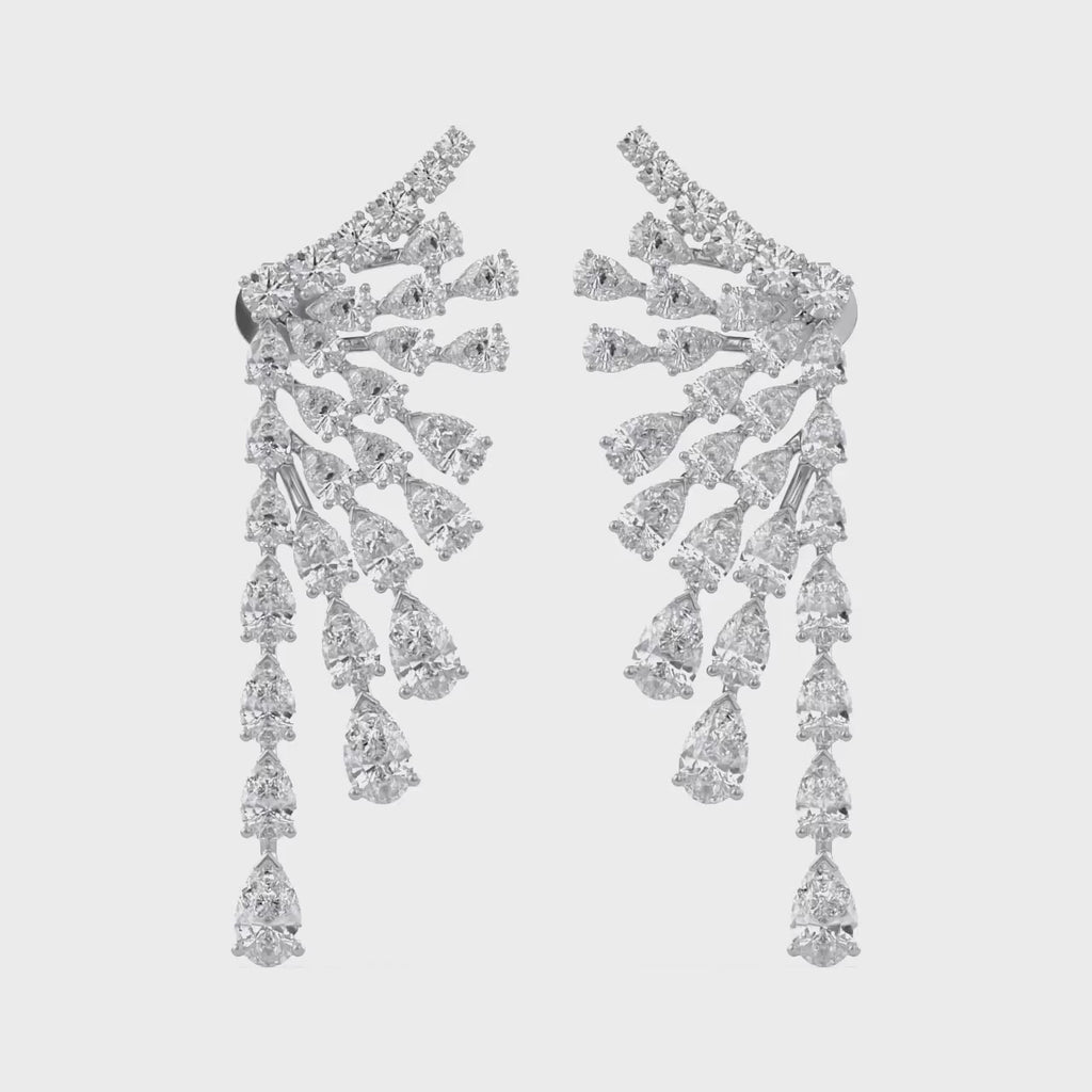 4.30 Ctw Pear and Round Lab Grown Diamond Ear Climbers Stud Earrings