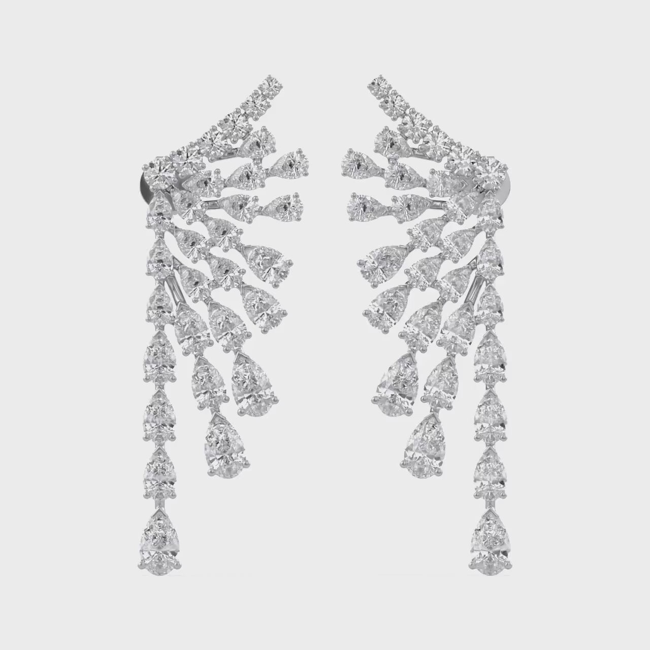 4.30 Ctw Pear and Round Lab Grown Diamond Ear Climbers Stud Earrings