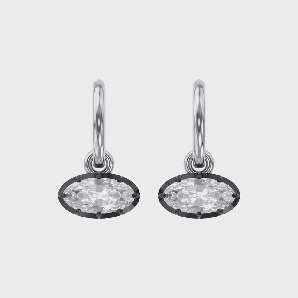 2.10 Carat Oval Cut Lab Grown Diamond Drop Solitaire Earrings