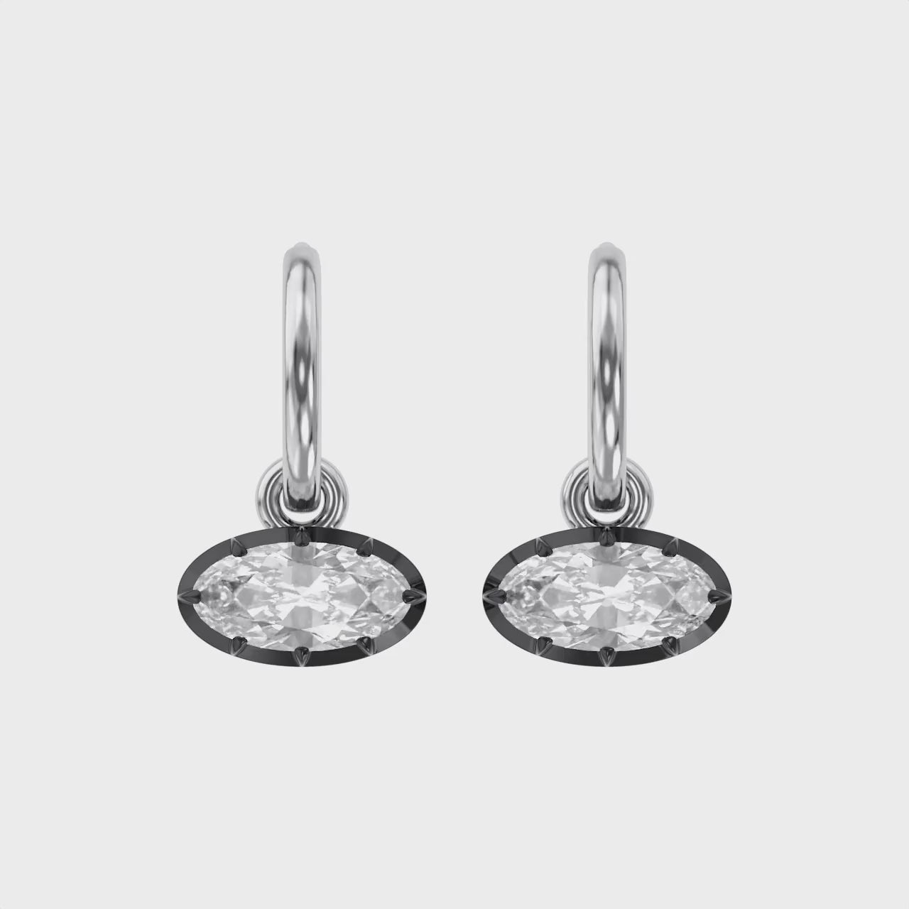 2.10 Carat Oval Cut Lab Grown Diamond Drop Solitaire Earrings