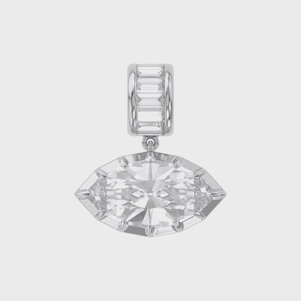 3.75 CTW Luxury Marquise Step-Cut Lab Grown Diamond Charm Pendant