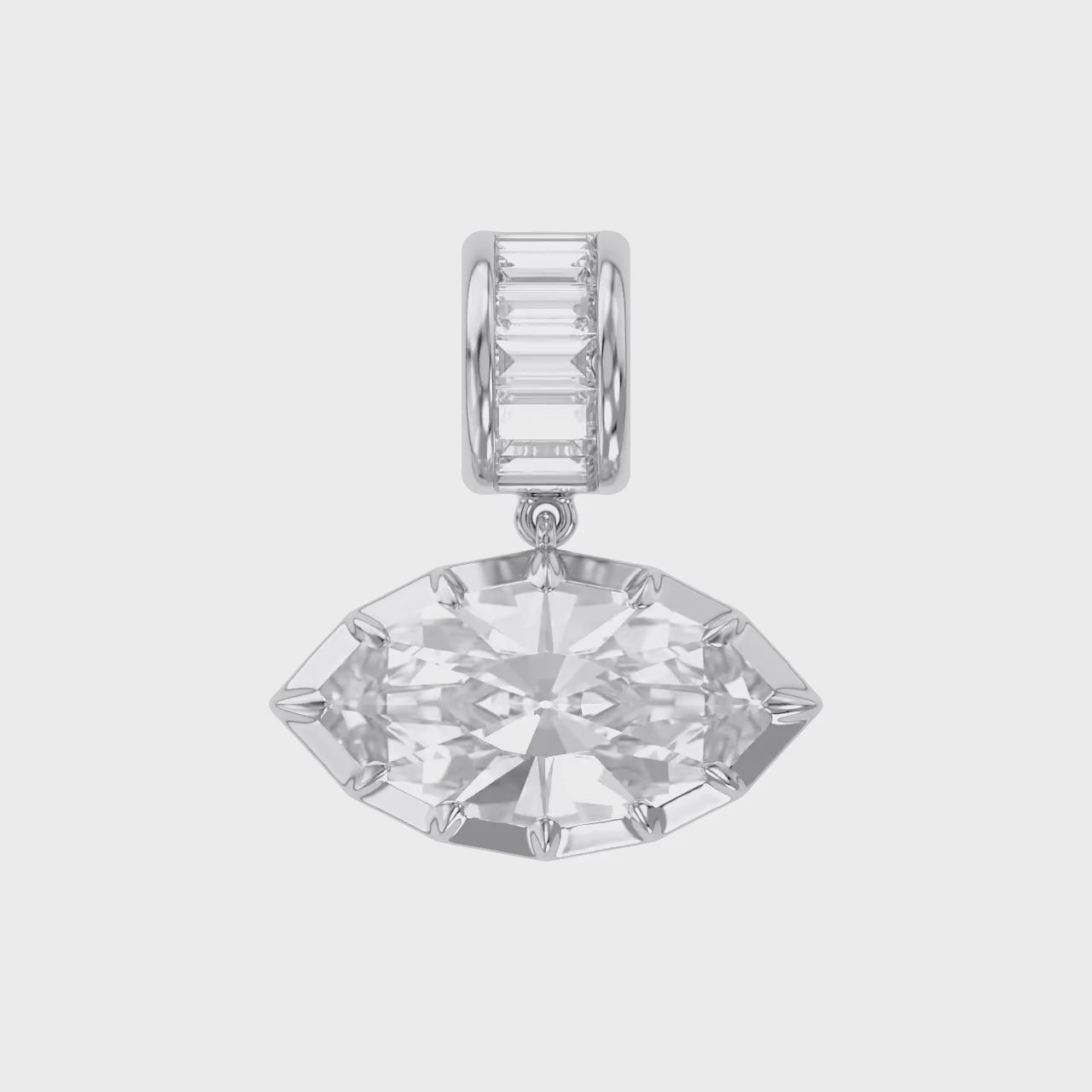 3.75 CTW Luxury Marquise Step-Cut Lab Grown Diamond Charm Pendant