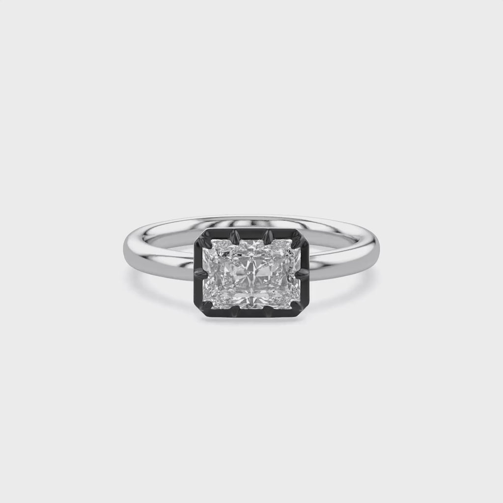 1.00 Carat Radiant Cut Lab Grown Diamond Georgian Engagement Ring