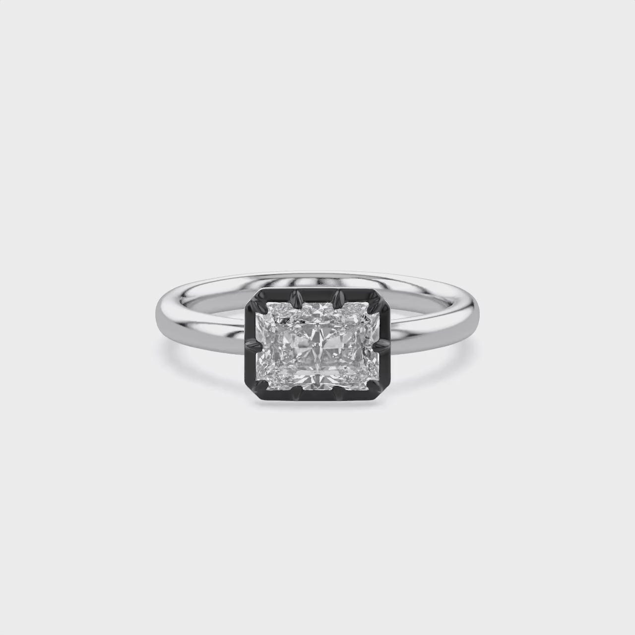 1.00 Carat Radiant Cut Lab Grown Diamond Georgian Engagement Ring