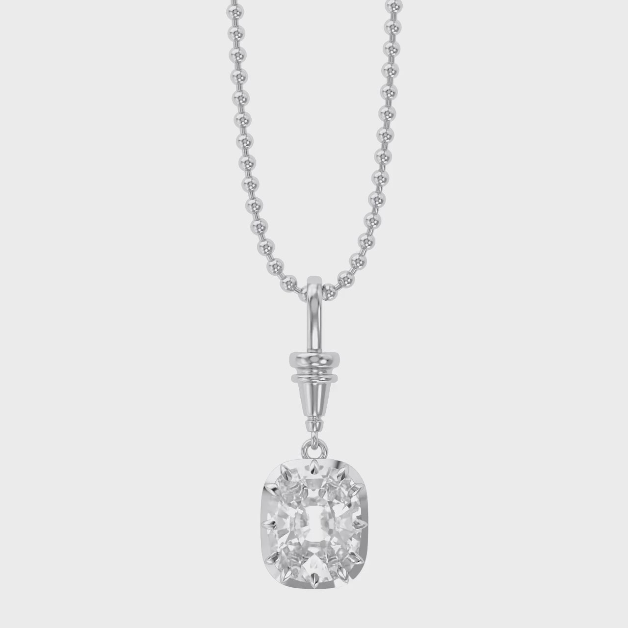3.00 Carat Cushion Cut Lab Grown Diamond Charm Pendant Necklace
