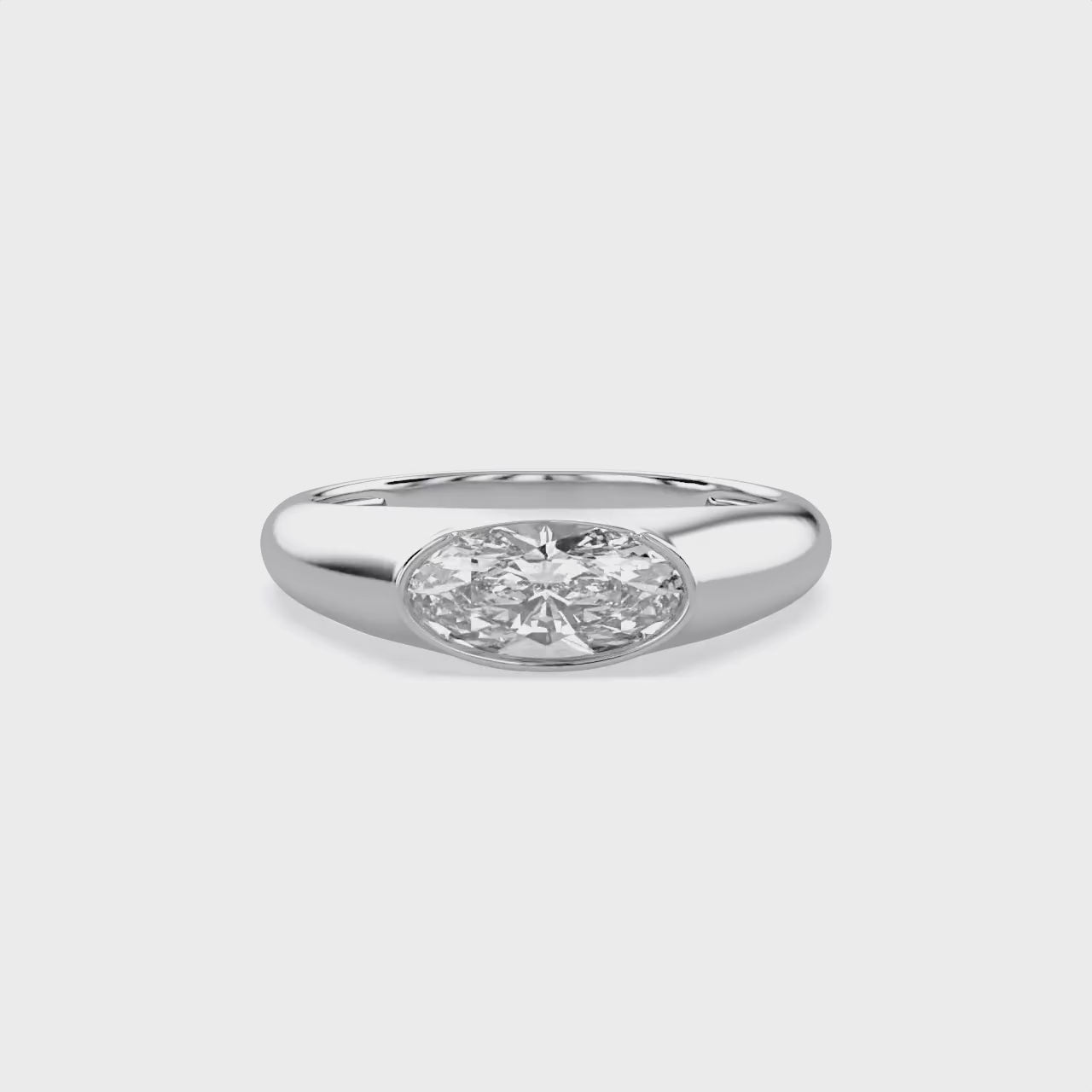 1.00 Carat Oval Cut Lab Grown Diamond Pinky Ring