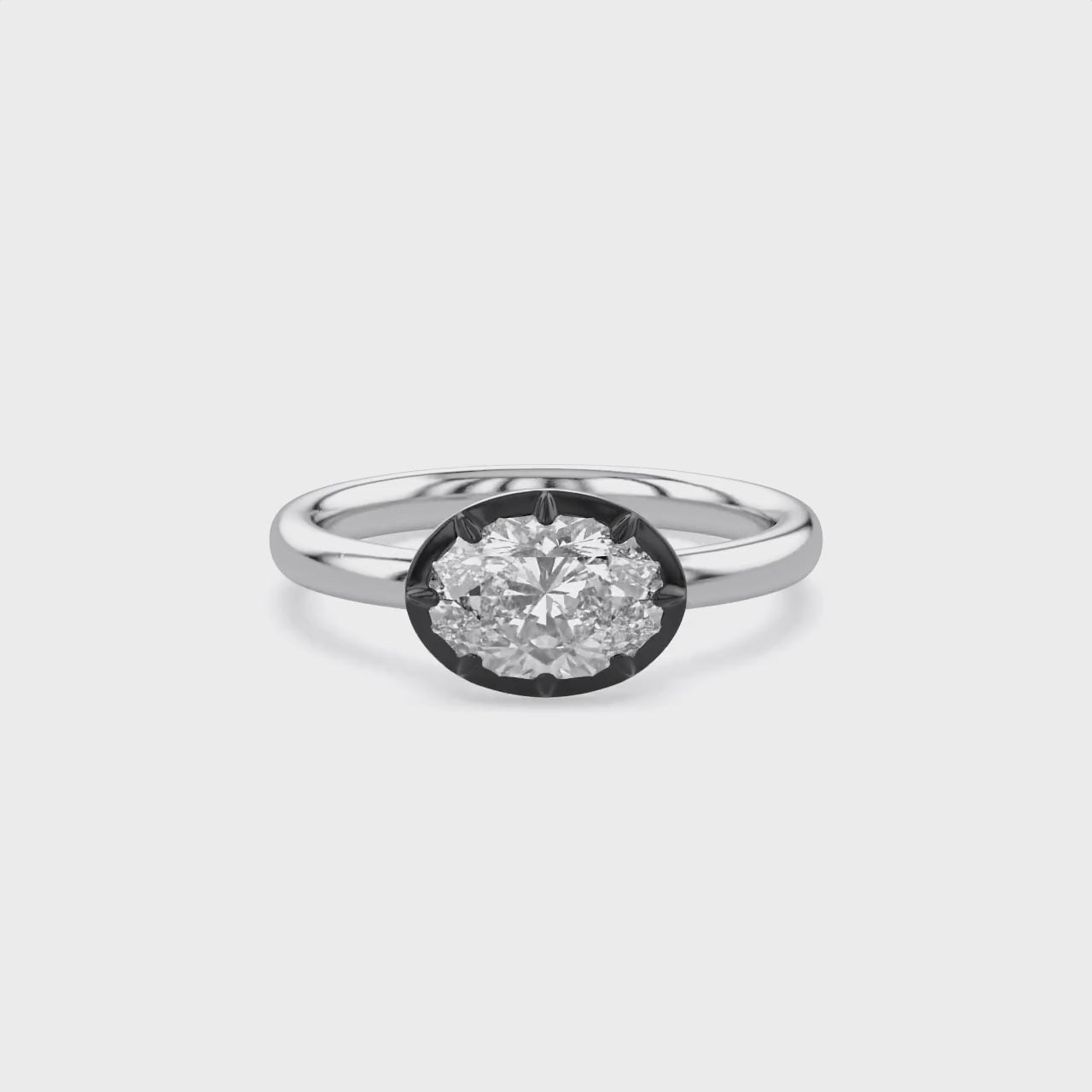 1.00 Carat Oval Cut Lab Grown Diamond Bezel Set Solitaire Engagement Ring