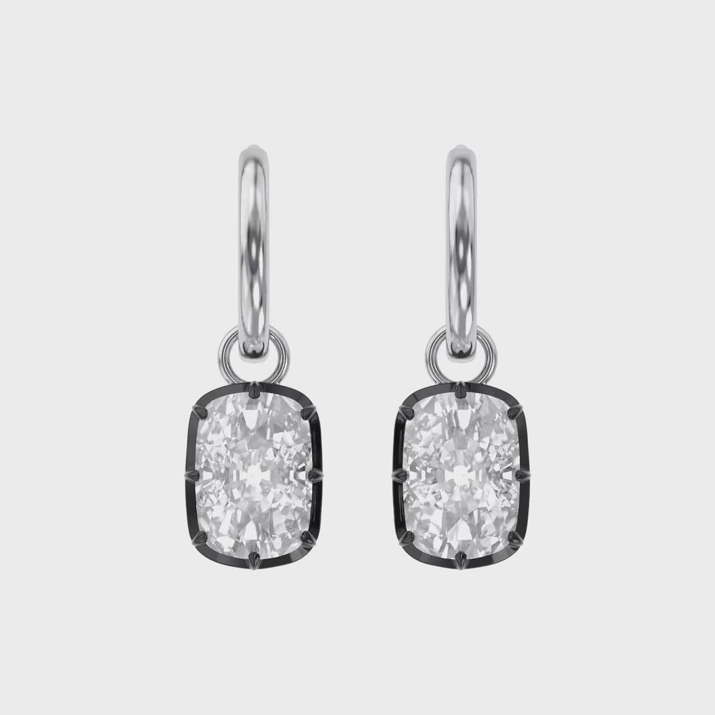 4.30 Carat Cushion Cut Lab Grown Diamond Drop Solitaire Earrings