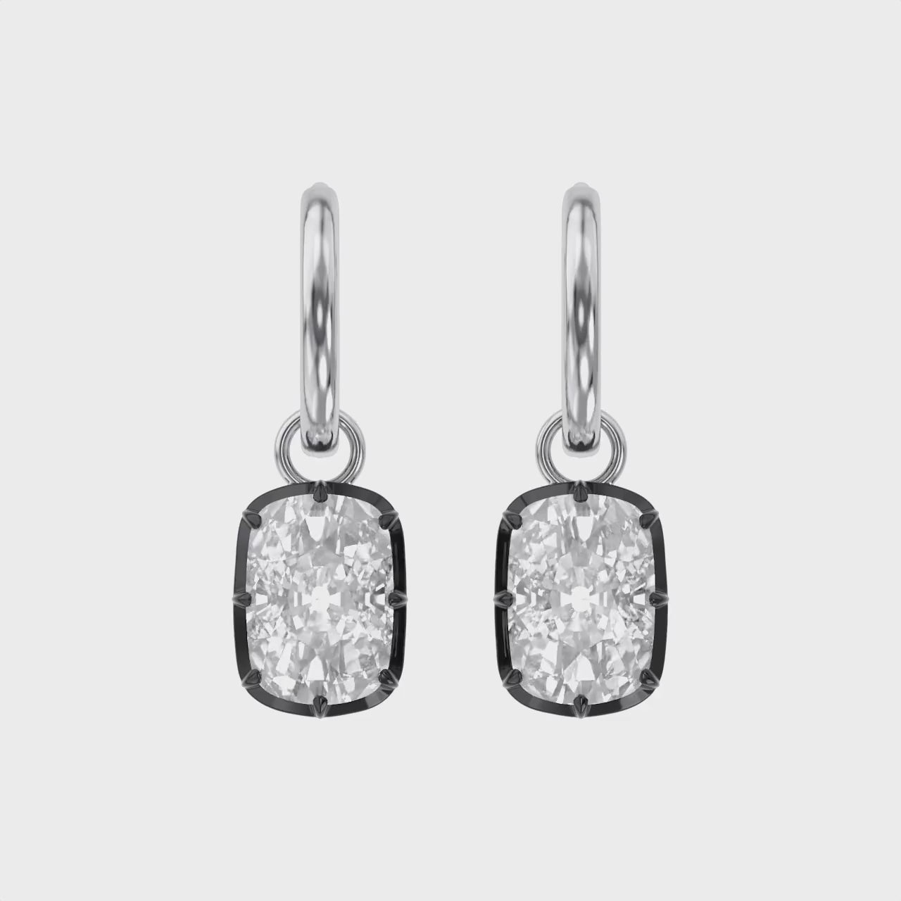 4.30 Carat Cushion Cut Lab Grown Diamond Drop Solitaire Earrings