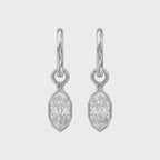 1.98 CTW Bezel Marquise Lab Diamond Diamond Huggie Hoop Earrings